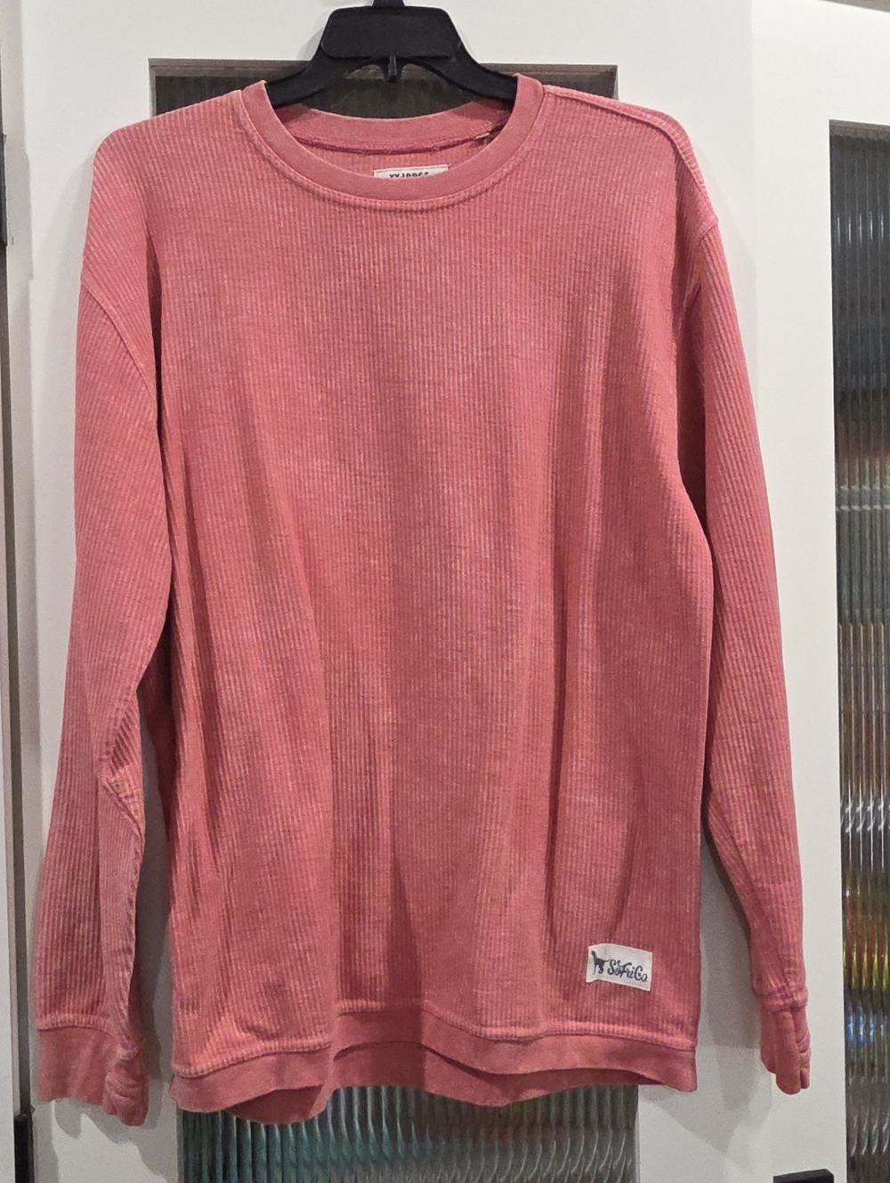 Waffle Knit Long Sleeve Top in Dusty Rose